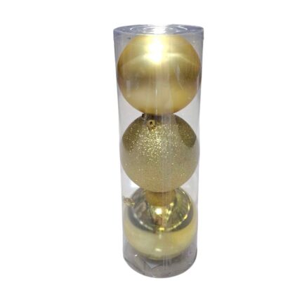 Σετ Χριστουγεννιάτικες μπάλες - 12cm - 3pcs - 326123 - Gold